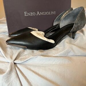 Enzo Angiolini Black Women's Shoes Kitten Heel